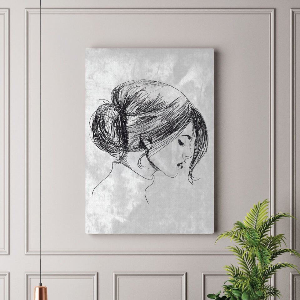 Kadın Çizimi Dekoratif Kanvas Tablo
