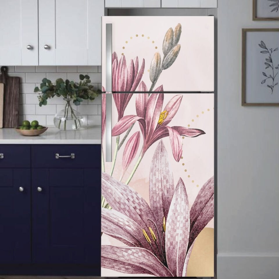 Buzdolabı Pembe Nergis Zambağı Folyo