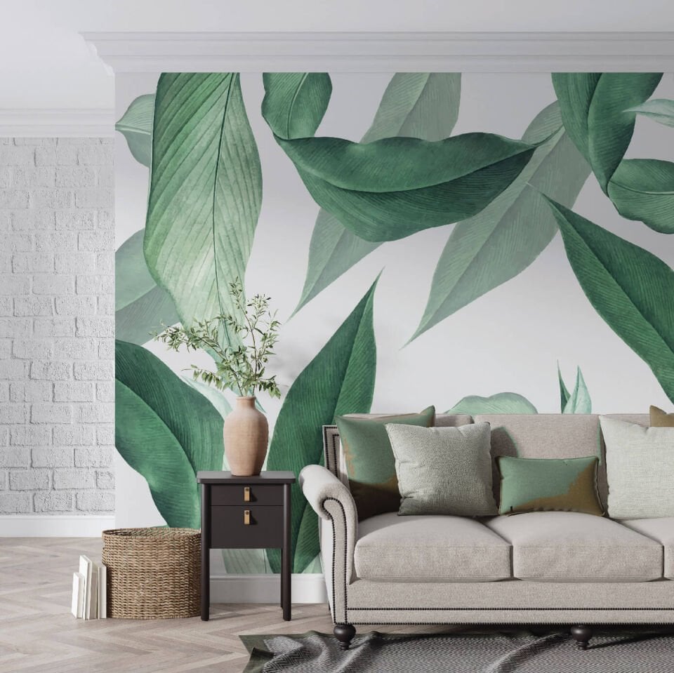Yeşil Tropikal Yapraklar Duvar Kağıdı