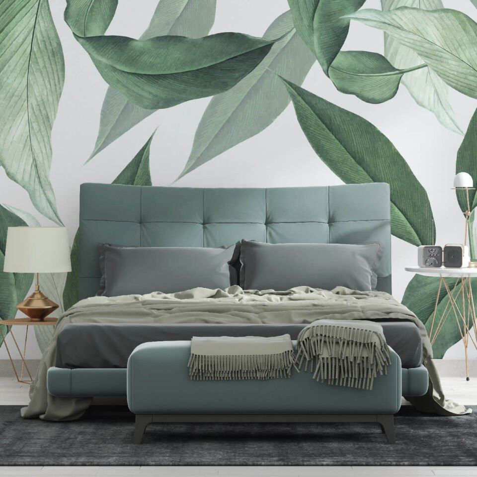 Yeşil Tropikal Yapraklar Duvar Kağıdı