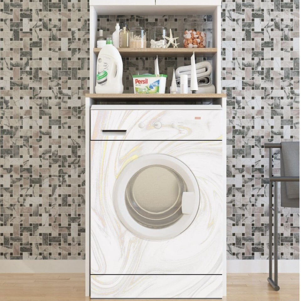 Bulaşık-Çamaşır Makinesi Gold Mermer Deseni Folyo