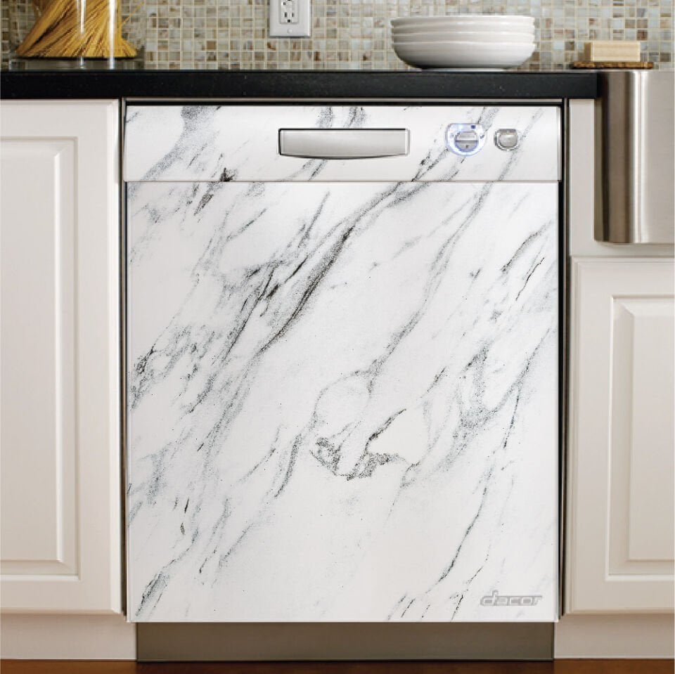 Çamaşır-Bulaşık Makinası Beyaz Gri Mermer Deseni Folyo