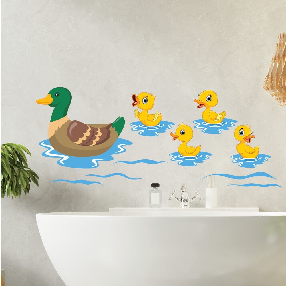 Anne Ördek ve Yavru Ördekler Dekor Sticker