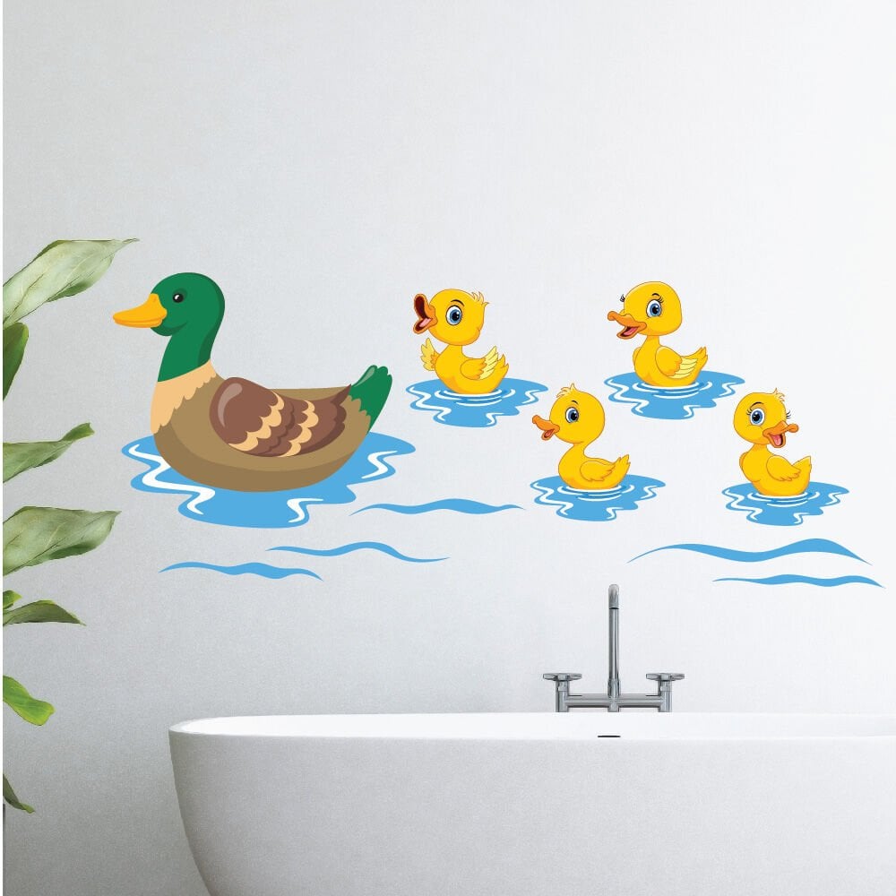 Anne Ördek ve Yavru Ördekler Dekor Sticker