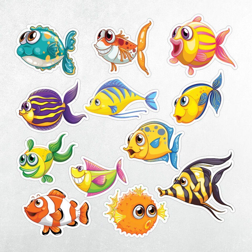 Sevimli Balıklar Sticker Seti