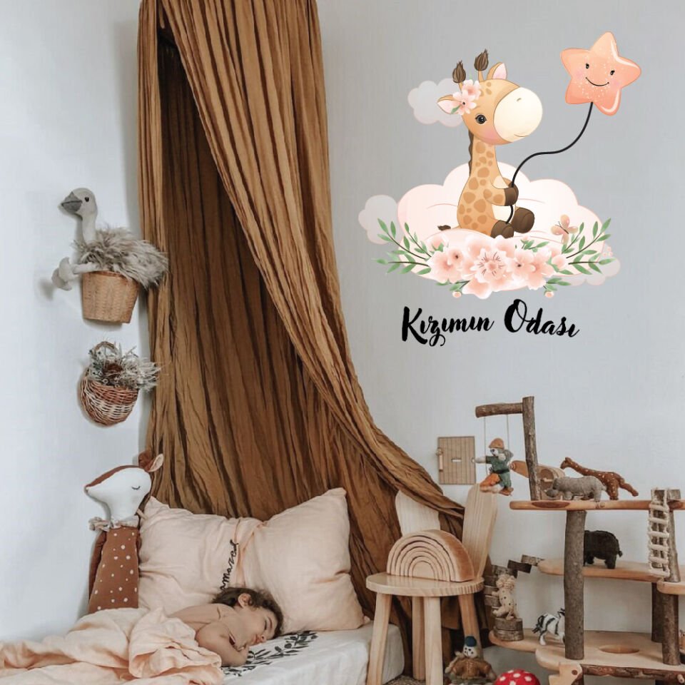 Sevimli Zürafa Kızımın Odası Sticker