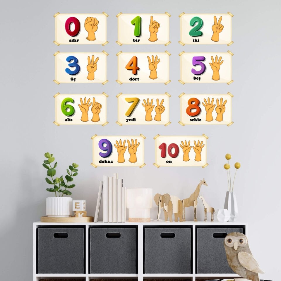 Parmaklar ve Rakamlar Çocuklar için Eğitici Sticker