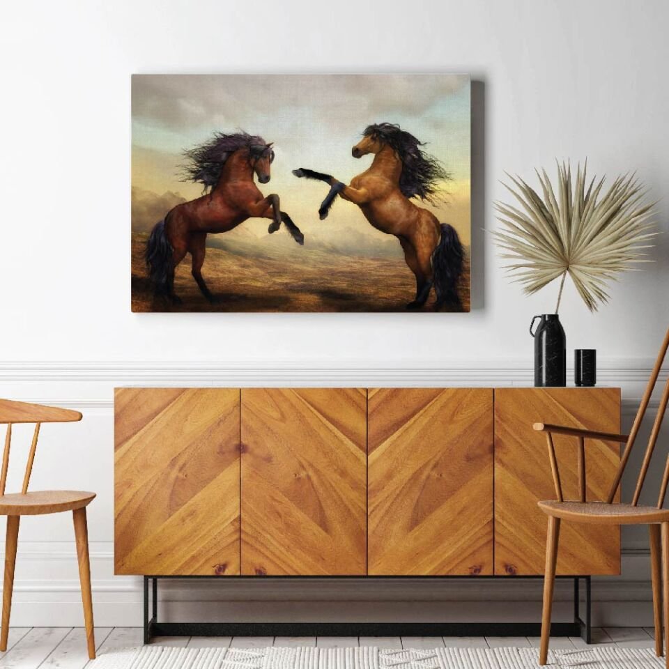 Şahlanan Atlar Dekoratif Kanvas Tablo