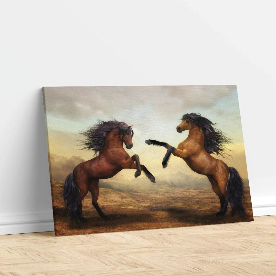 Şahlanan Atlar Dekoratif Kanvas Tablo