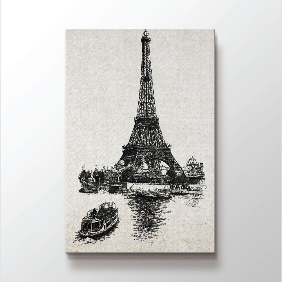 Eyfel Kulesi Çizim Dekoratif Kanvas Tablo
