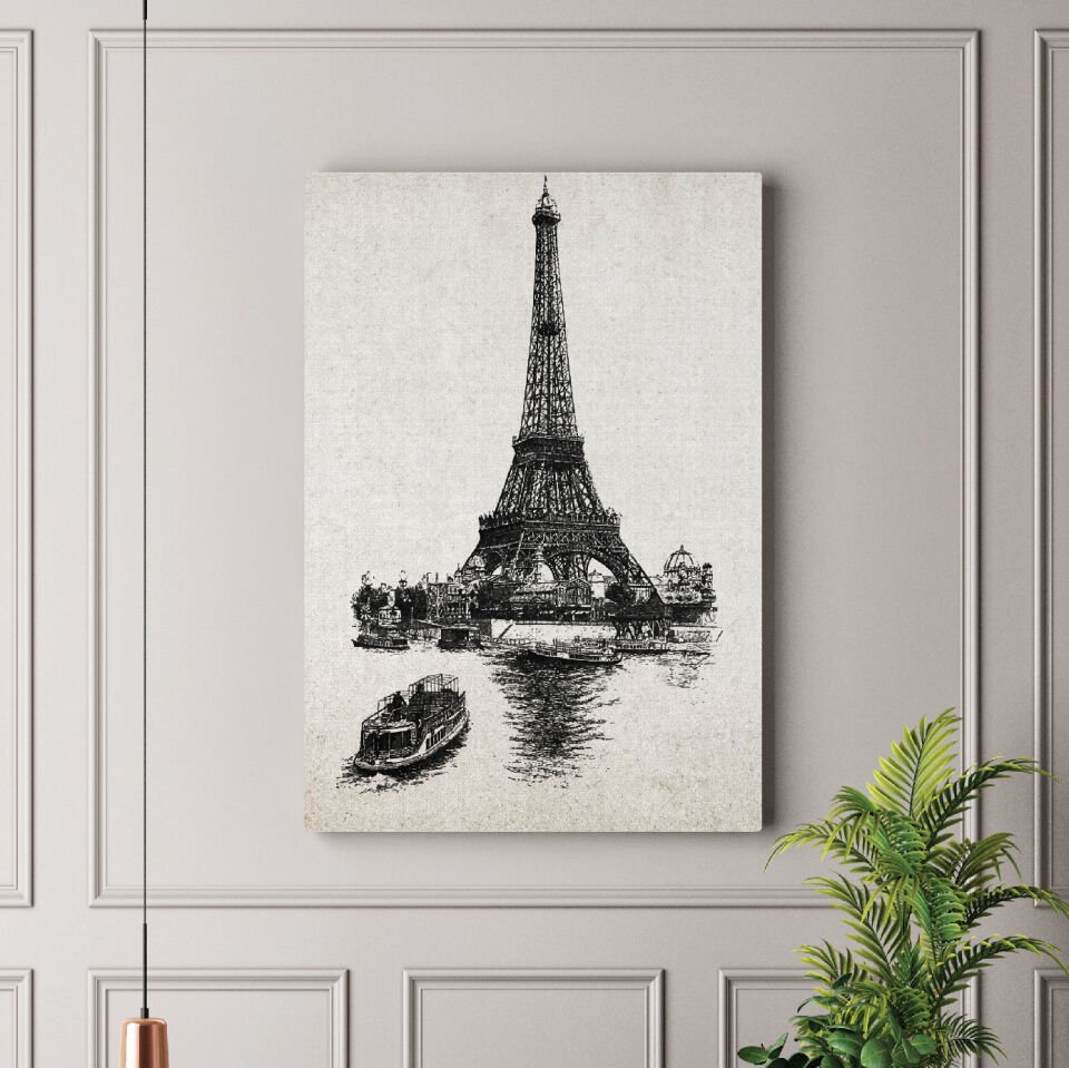 Eyfel Kulesi Çizim Dekoratif Kanvas Tablo