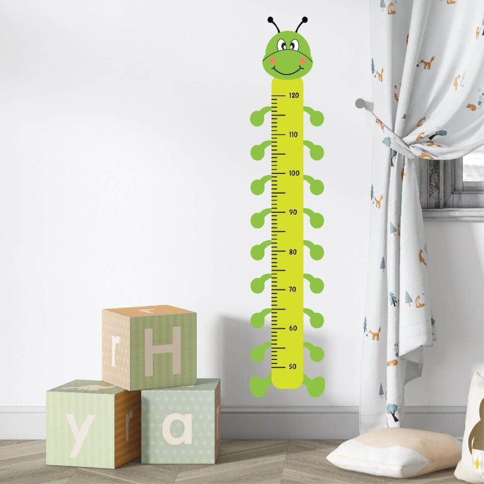 Sevimli Tırtıl Çocuk Odası Boy Ölçer Sticker