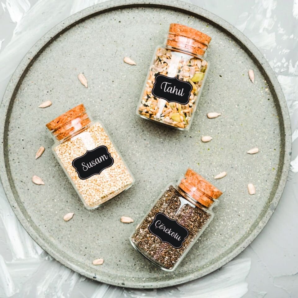 Siyah 32'li Baharat Etiket Set Sticker