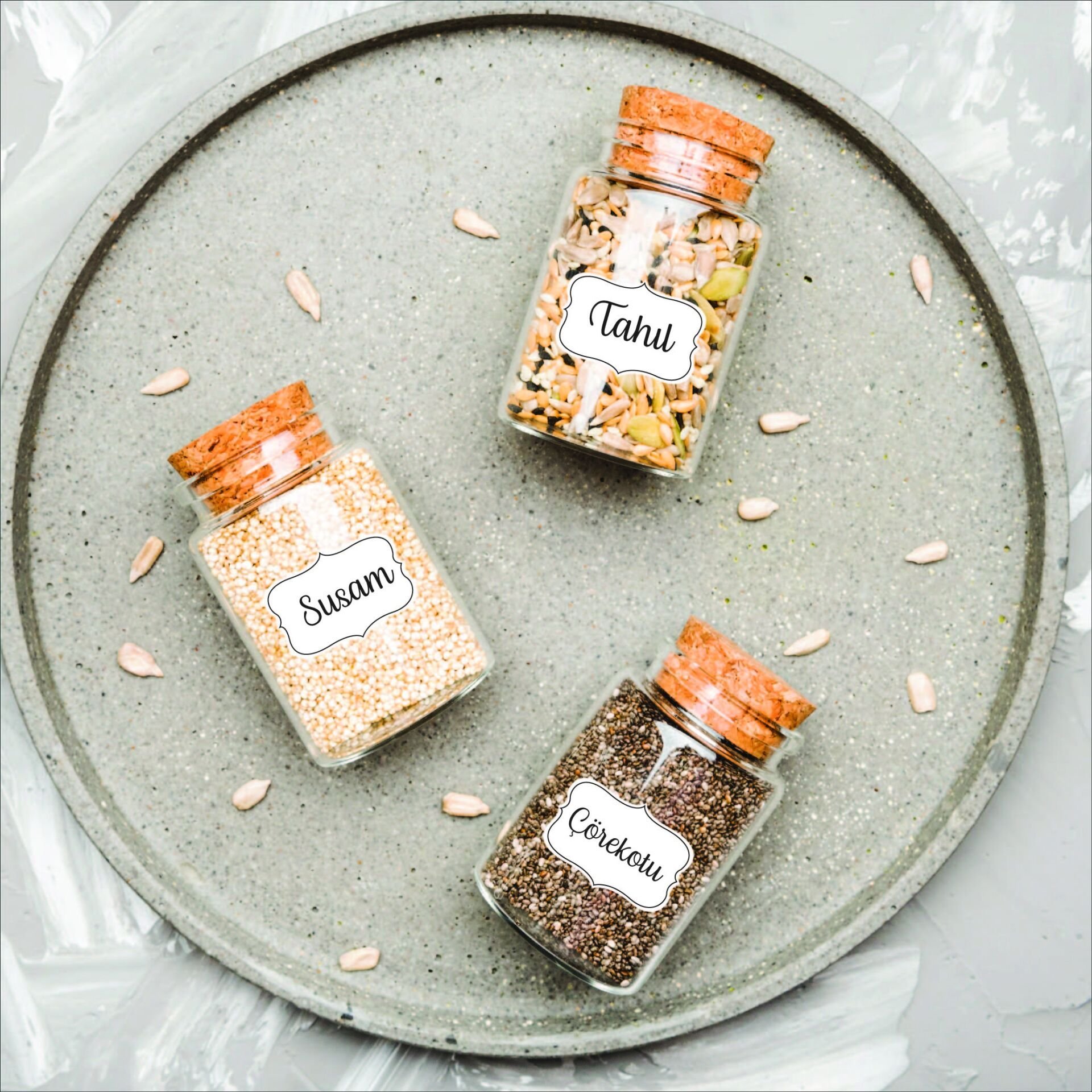 Beyaz 32'li Baharat Etiket Set Sticker