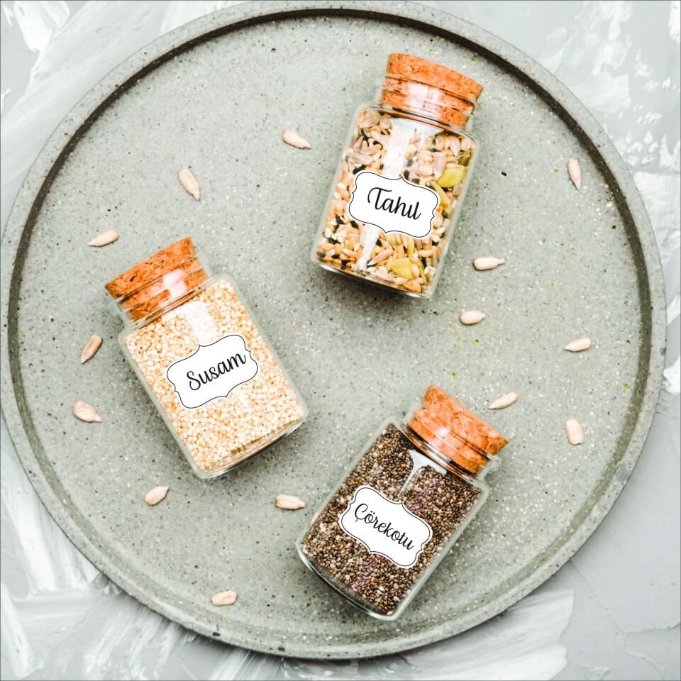 Beyaz 32'li Baharat Etiket Set Sticker