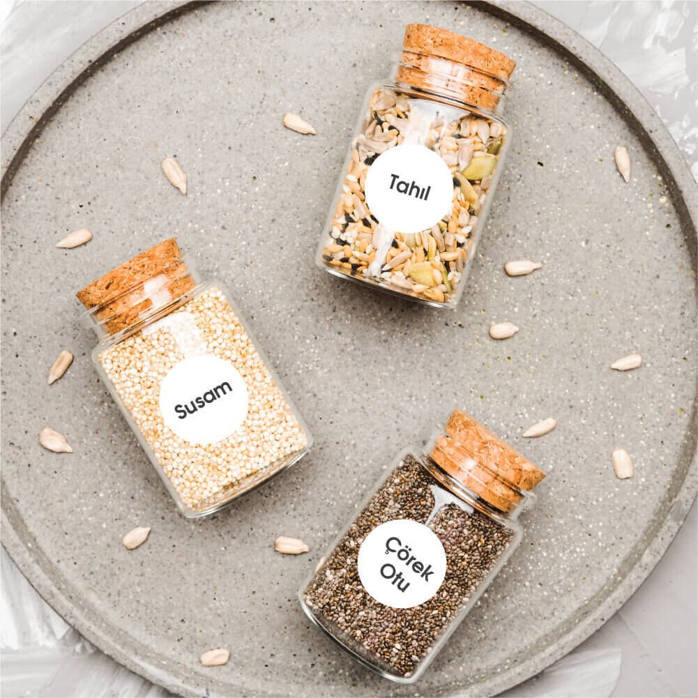 Beyaz Yuvarlak 72'li Baharat Etiket Sticker