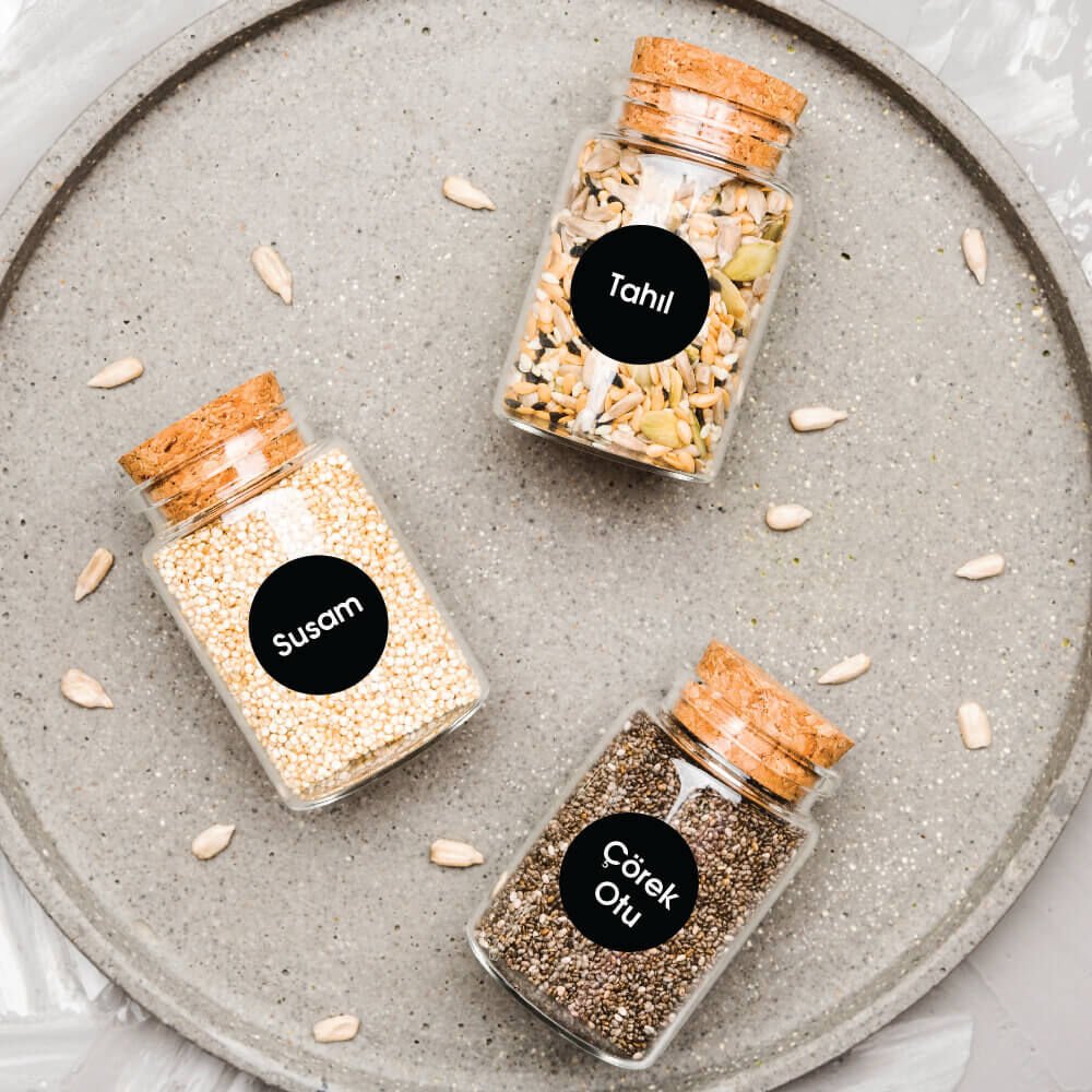 Siyah Yuvarlak 72'li Baharat Etiket Sticker