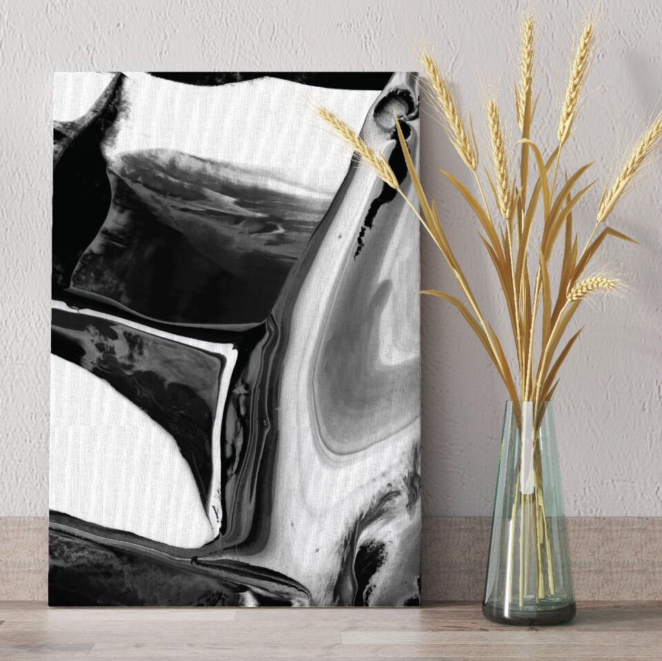 Siyah Beyaz Desen Dekoratif Kanvas Tablo