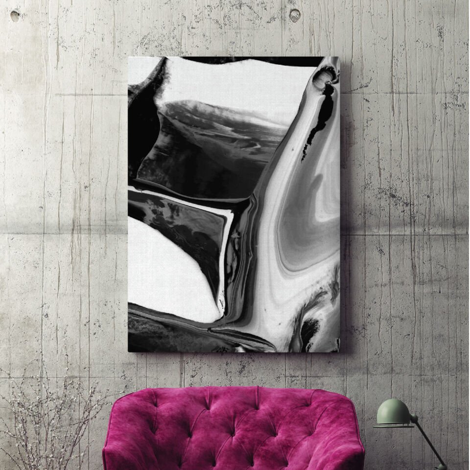 Siyah Beyaz Desen Dekoratif Kanvas Tablo