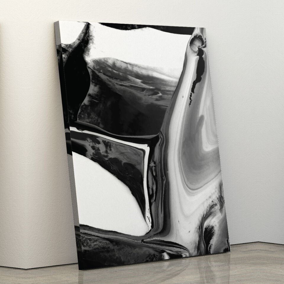 Siyah Beyaz Desen Dekoratif Kanvas Tablo