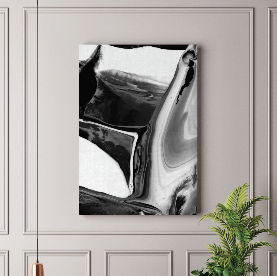 Siyah Beyaz Desen Dekoratif Kanvas Tablo