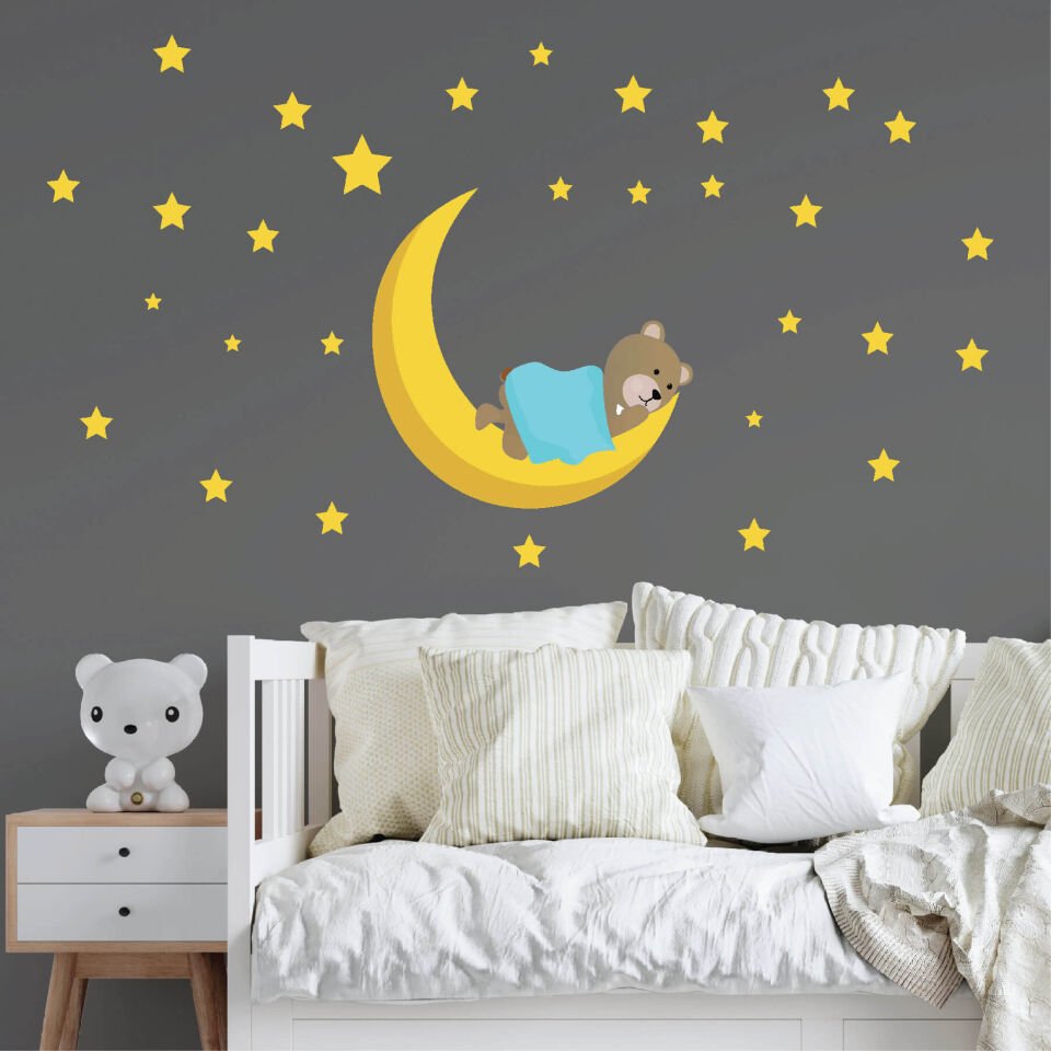 Uyuyan Ayı Bebek Çocuk Odası Sticker