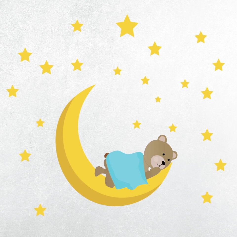 Uyuyan Ayı Bebek Çocuk Odası Sticker