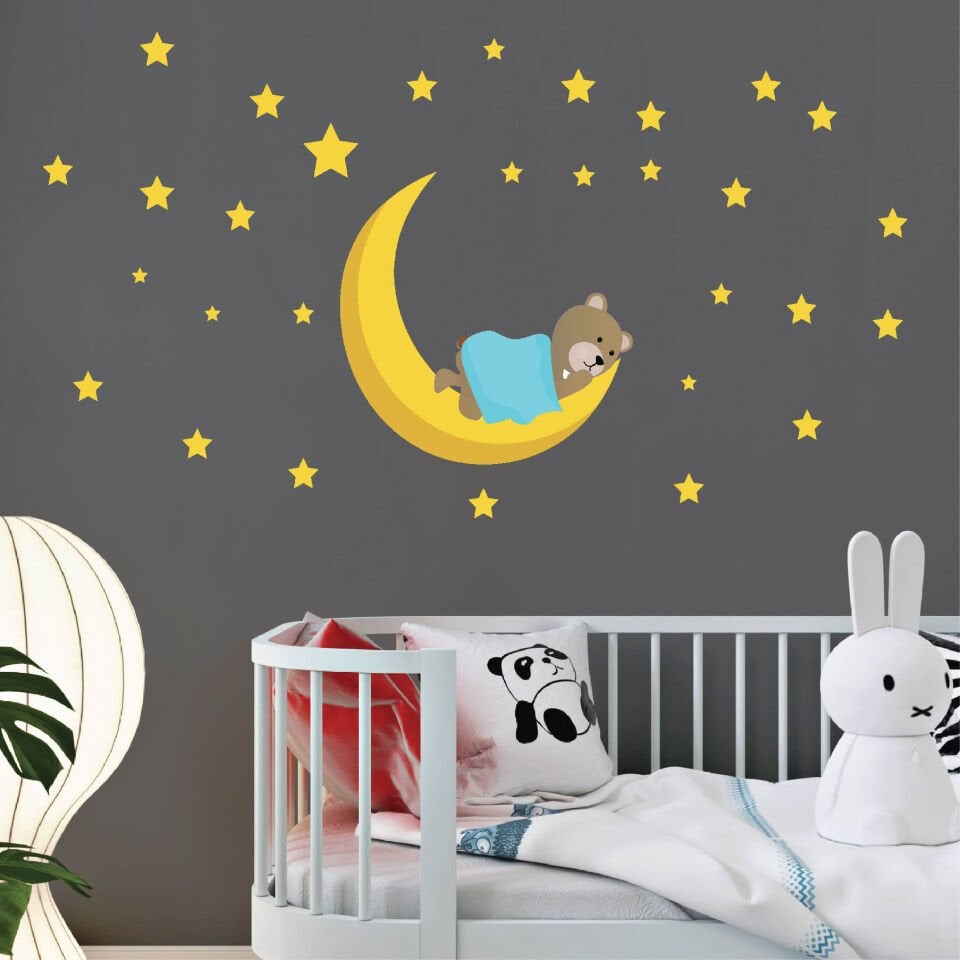 Uyuyan Ayı Bebek Çocuk Odası Sticker