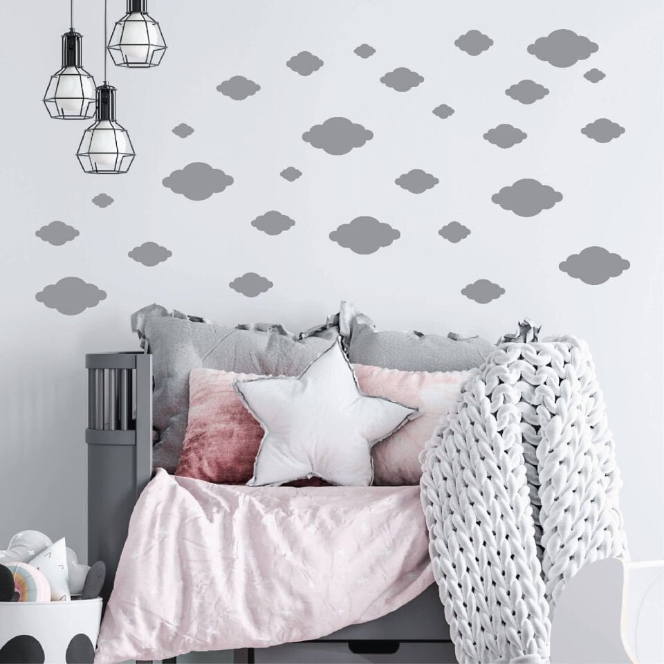 Gri Bulut Bebek Çocuk Odası Sticker