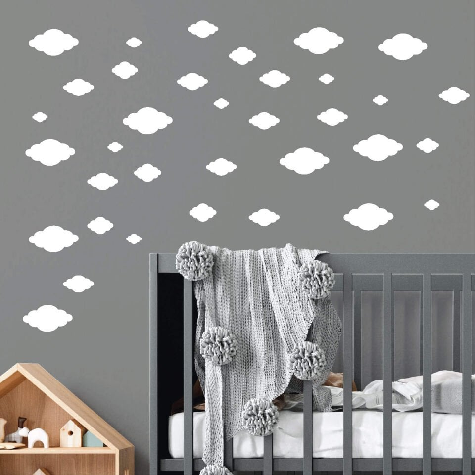Beyaz Bulut Bebek Çocuk Odası Sticker