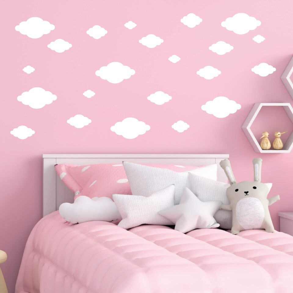 Beyaz Bulut Bebek Çocuk Odası Sticker