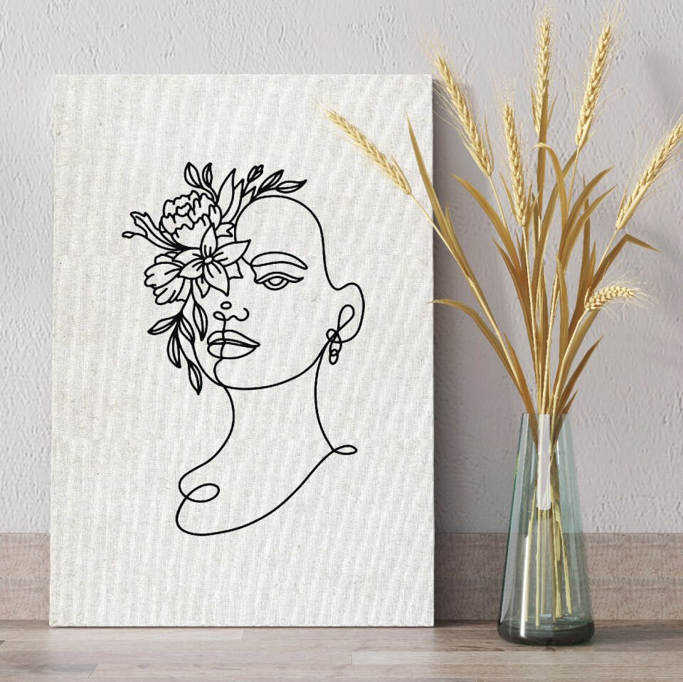 Çiçek Yüzlü Kadın Dekoratif Kanvas Tablo