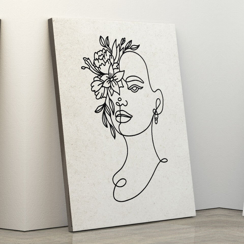 Çiçek Yüzlü Kadın Dekoratif Kanvas Tablo