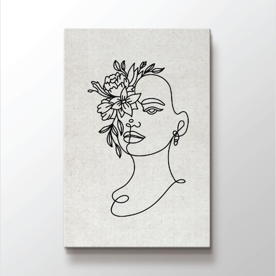 Çiçek Yüzlü Kadın Dekoratif Kanvas Tablo