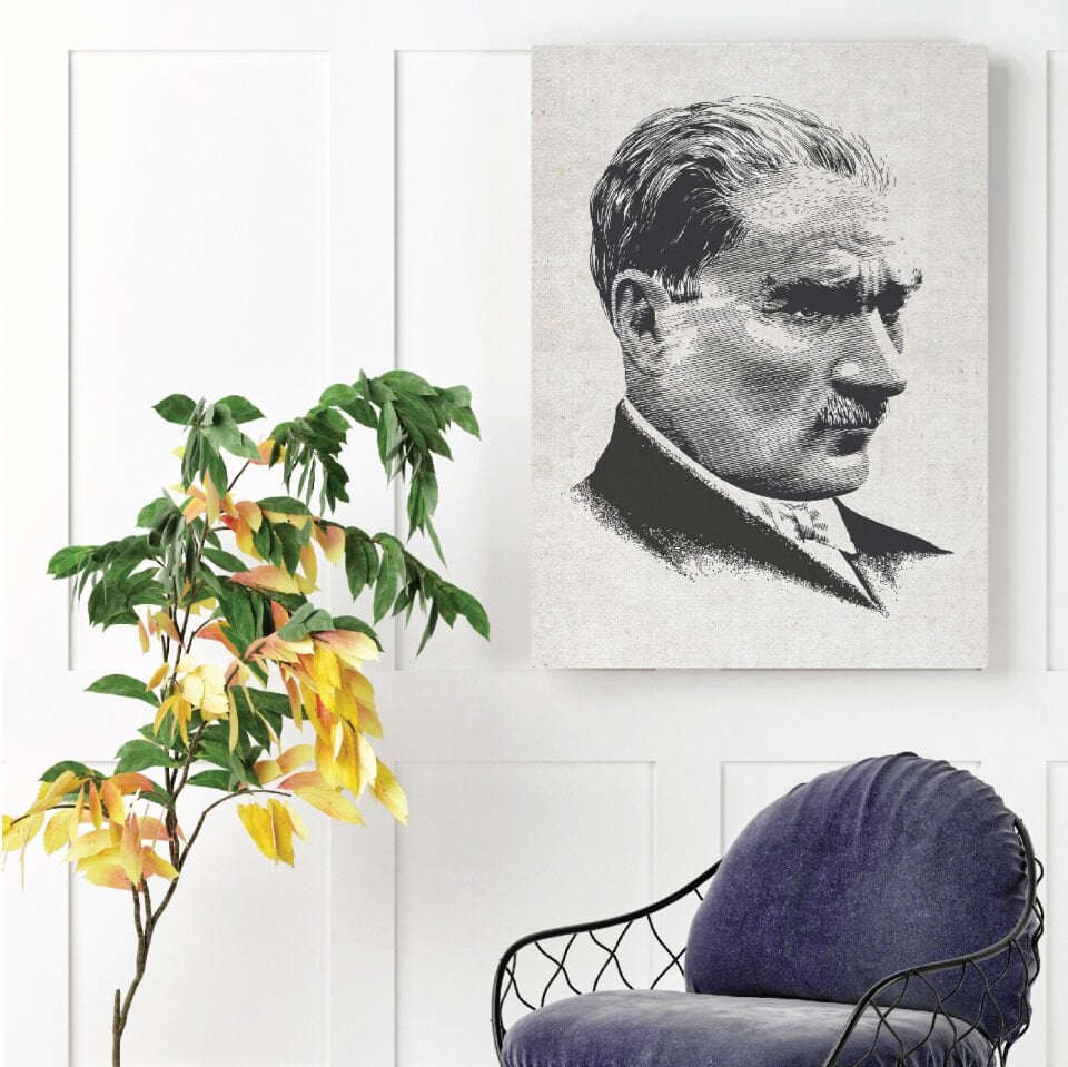 Atatürk Siliüeti Dekoratif Kanvas Tablo