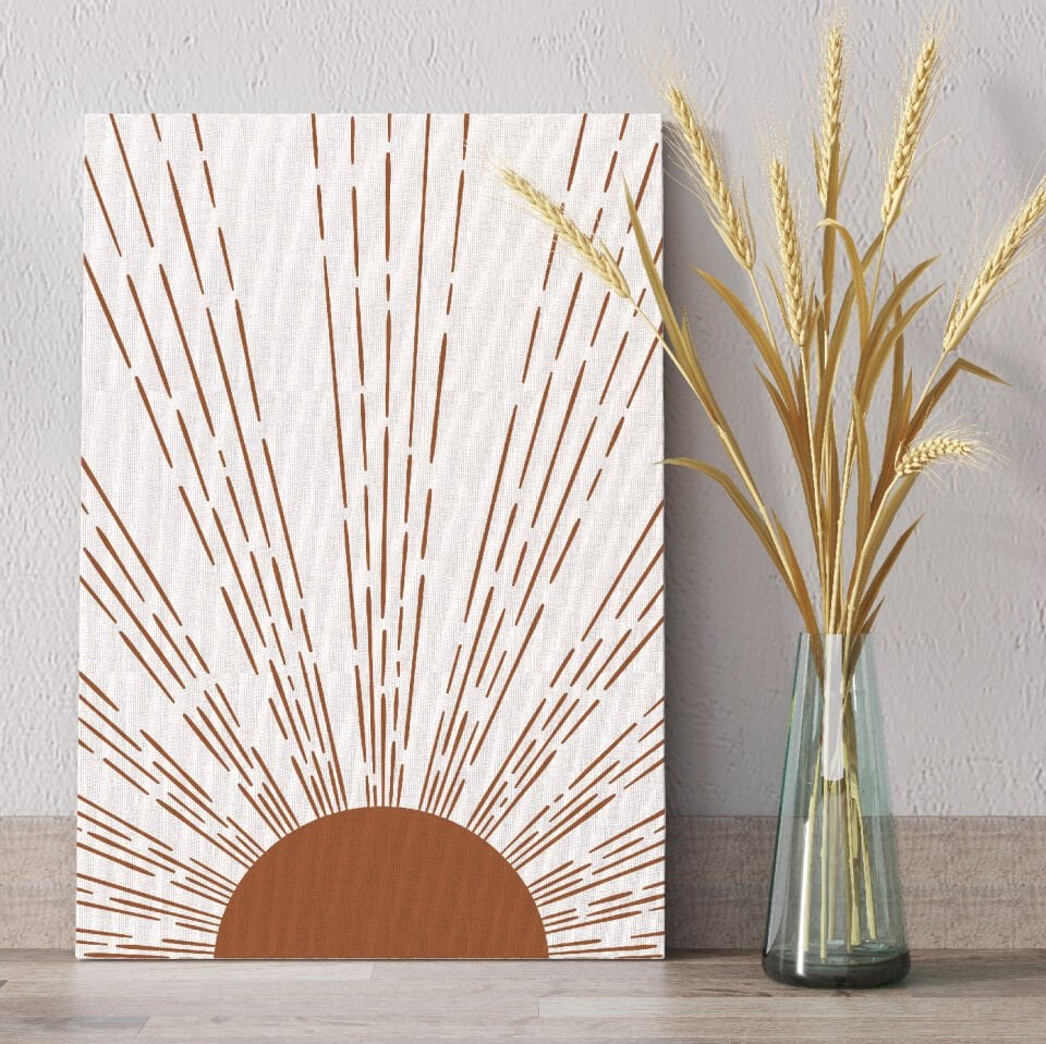 Minimal Güneş Çizimi Dekoratif Kanvas Tablo