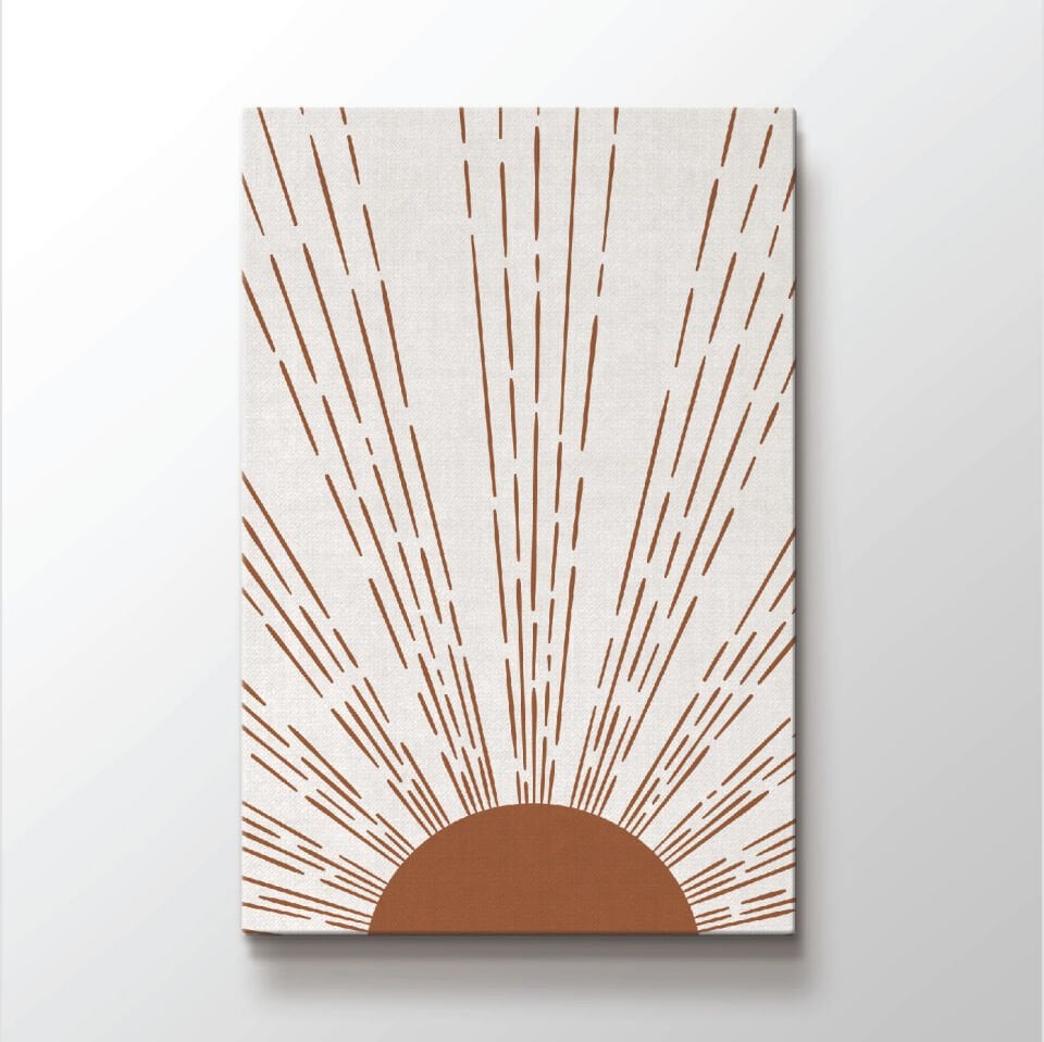 Minimal Güneş Çizimi Dekoratif Kanvas Tablo