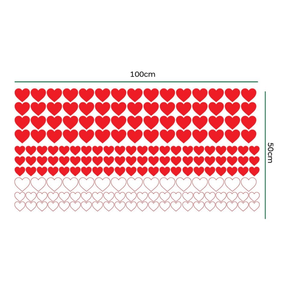 Sevgililer Günü Temalı Kırmızı Beyaz Kalpler Dükkan Vitrin Stickerı