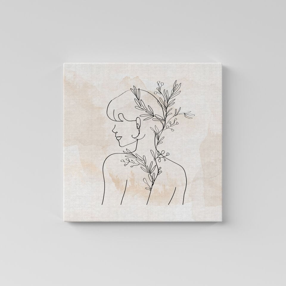 Bohem Tarz Çizgi Kadın Dekoratif Kanvas Tablo