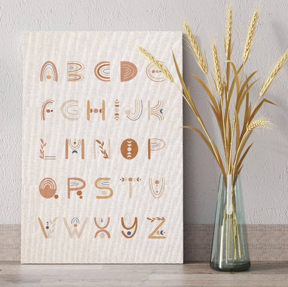 Alfabe Boho Dekoratif Kanvas Tablo