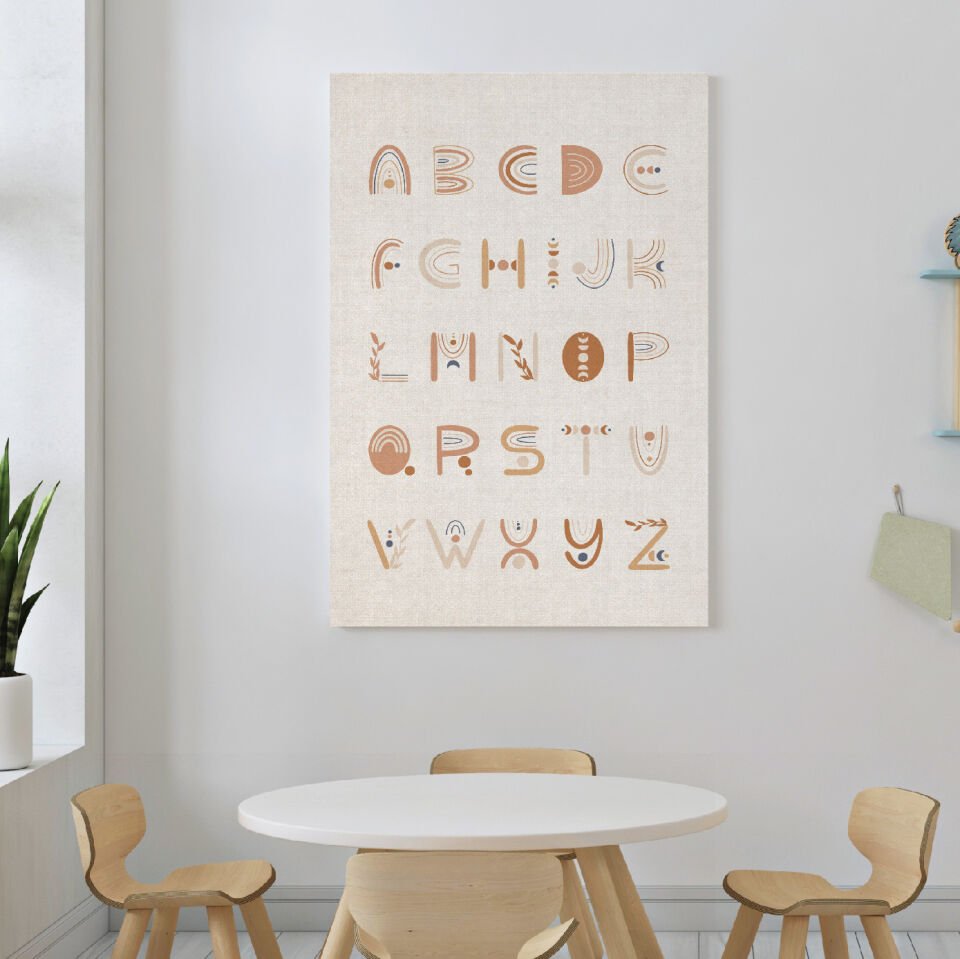 Alfabe Boho Dekoratif Kanvas Tablo