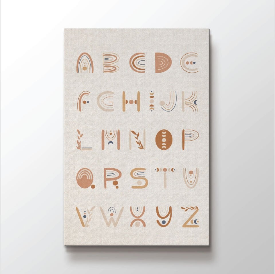 Alfabe Boho Dekoratif Kanvas Tablo