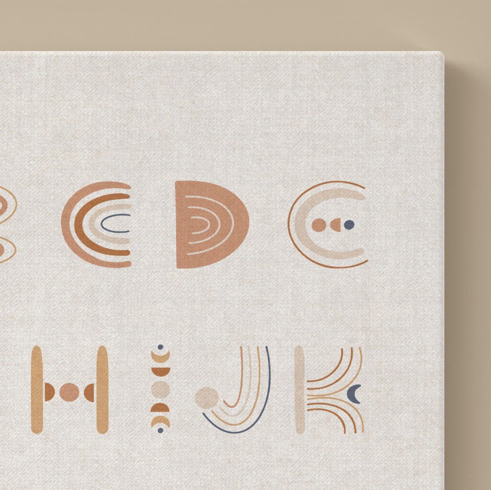 Alfabe Boho Dekoratif Kanvas Tablo