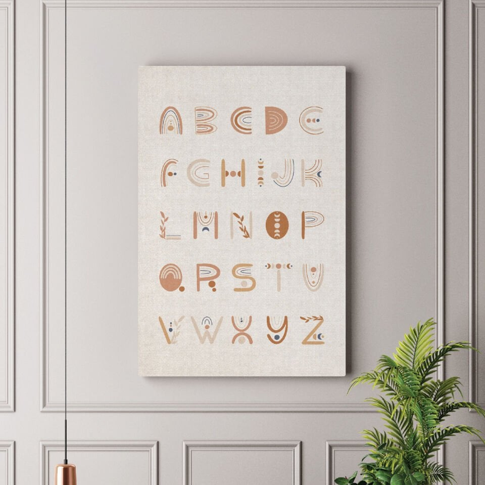 Alfabe Boho Dekoratif Kanvas Tablo