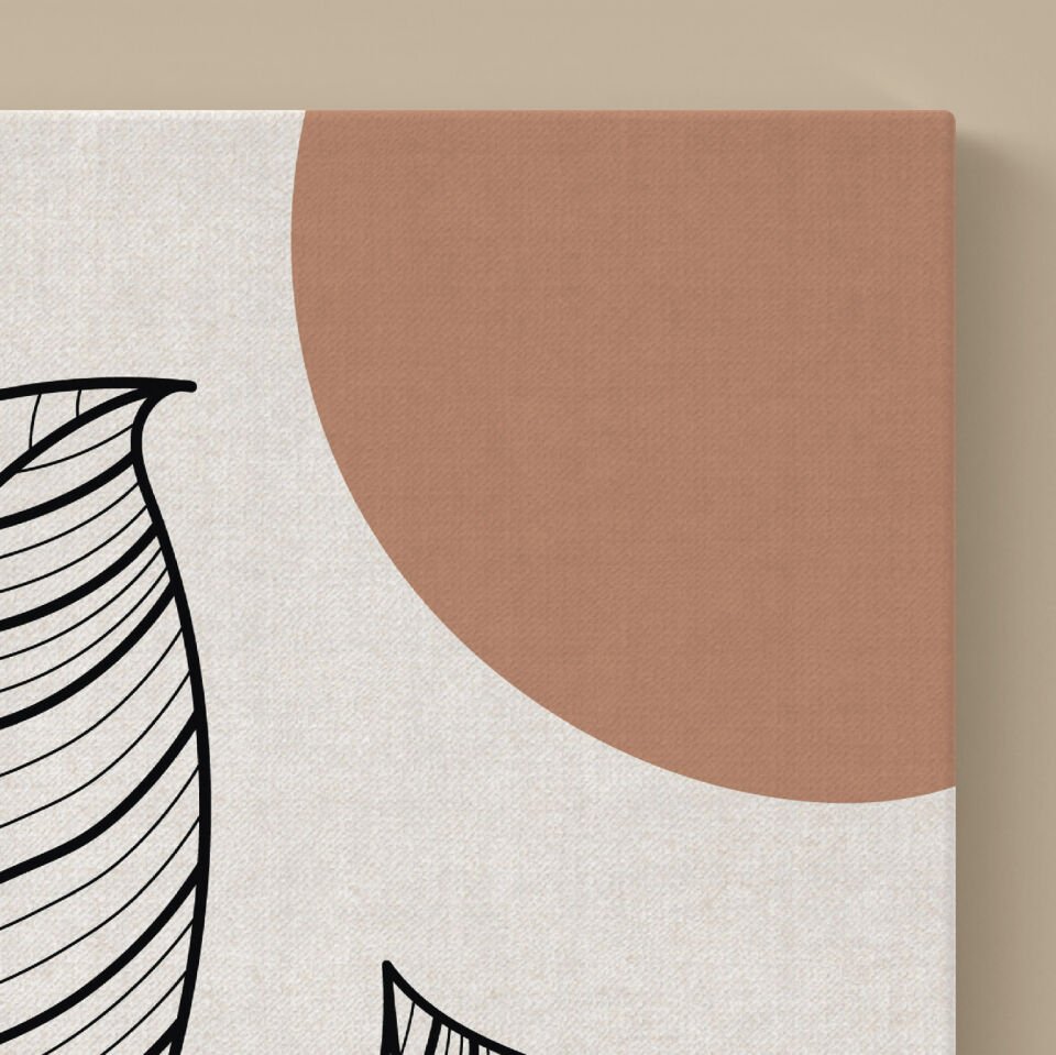 Yaprak Soyut Çizim Dekoratif Kanvas Tablo