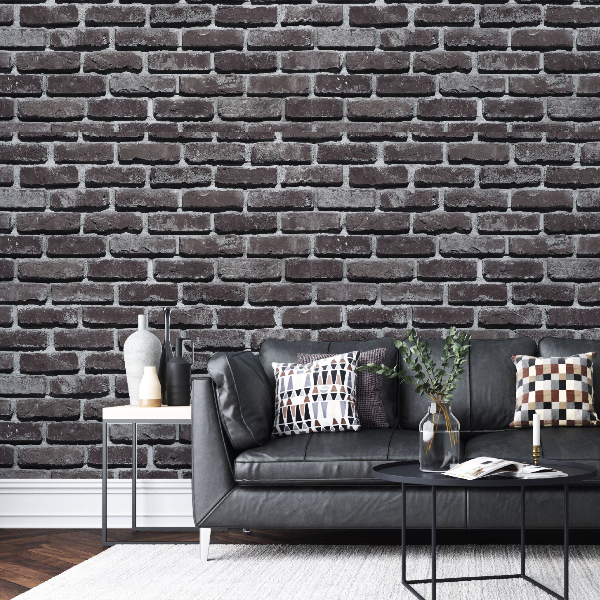 Koyu Renk Taş Desen Duvar Kağıdı