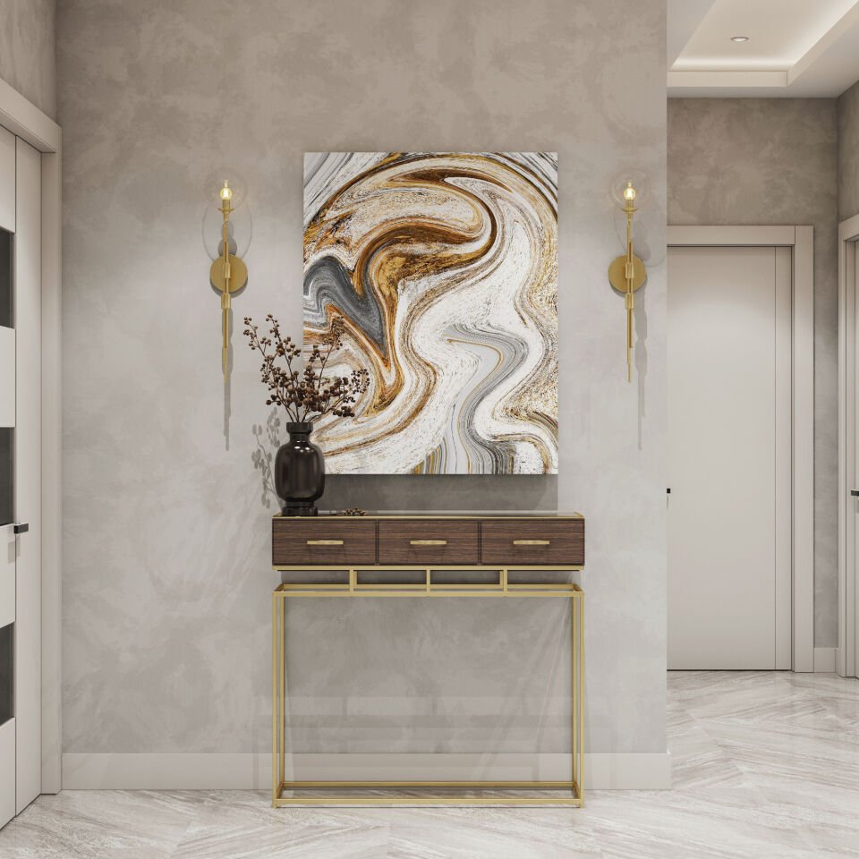 Gold Desen Dekoratif Kanvas Tablo