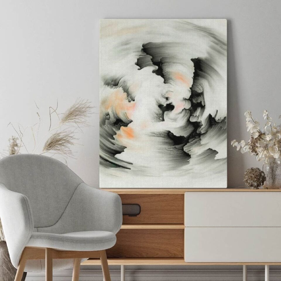 Siyah Renkli Fırça Dekoratif Darbeleri Kanvas Tablo