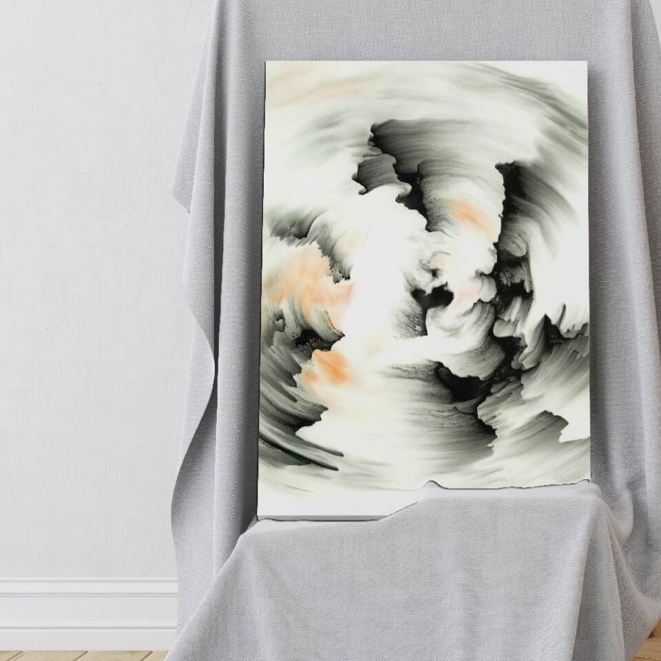 Siyah Renkli Fırça Dekoratif Darbeleri Kanvas Tablo