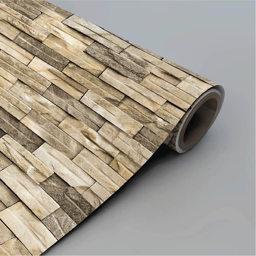 Krem Renk Taş Desen Duvar Kağıdı